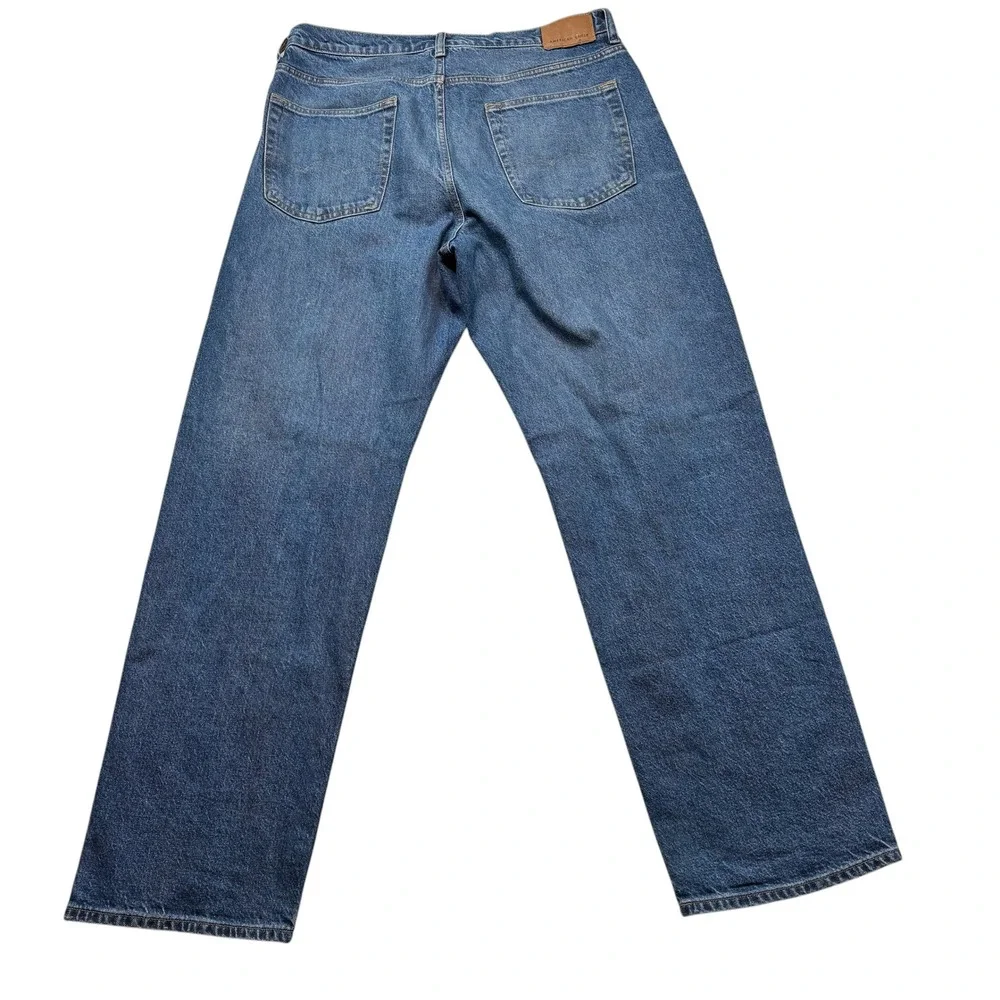 American Eagle Loose Fit Easyflex Jeans Mens 34x34 Medium Wash Wide Leg #1089